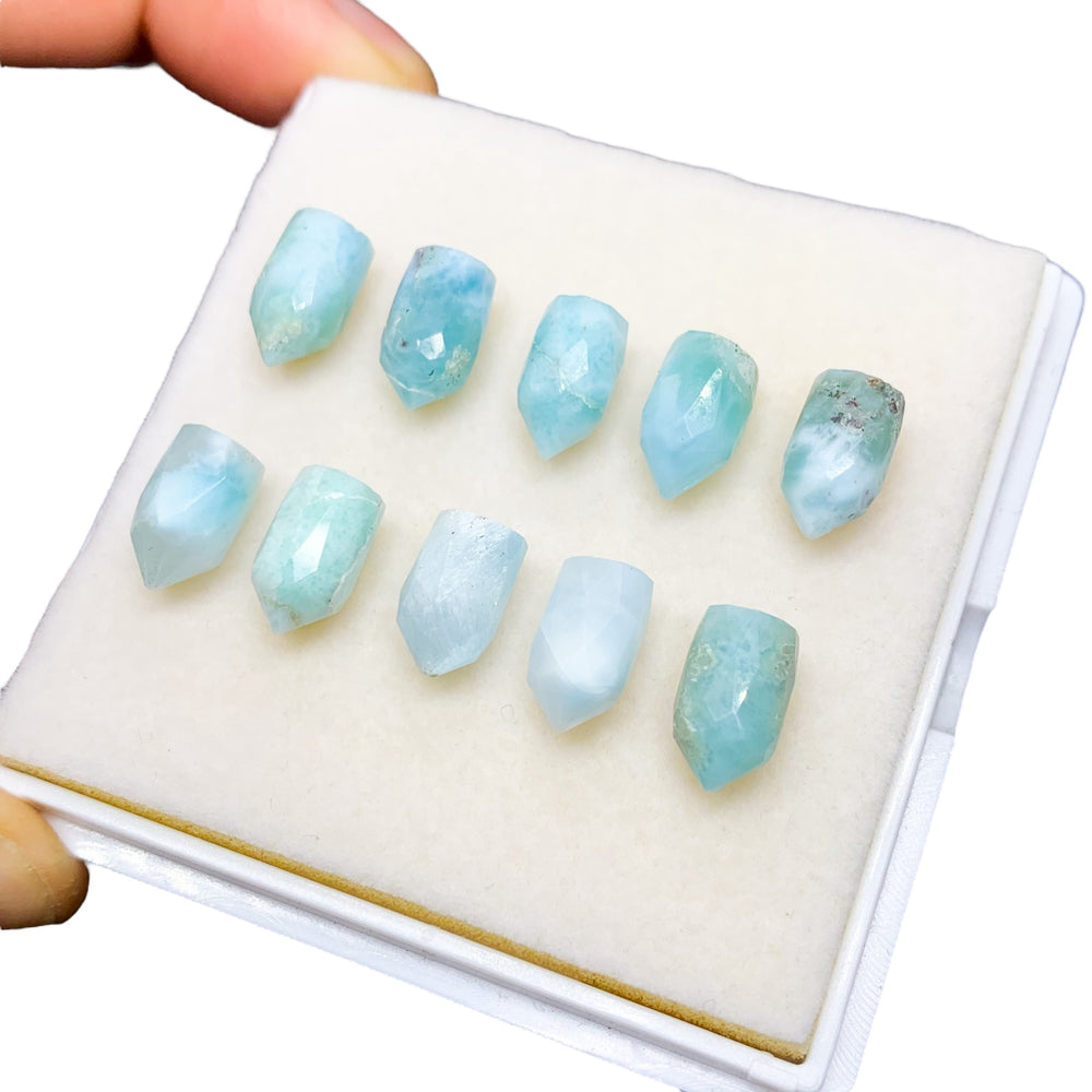 
                      
                        Punta Facetada Larimar Natural 10x6 mm
                      
                    