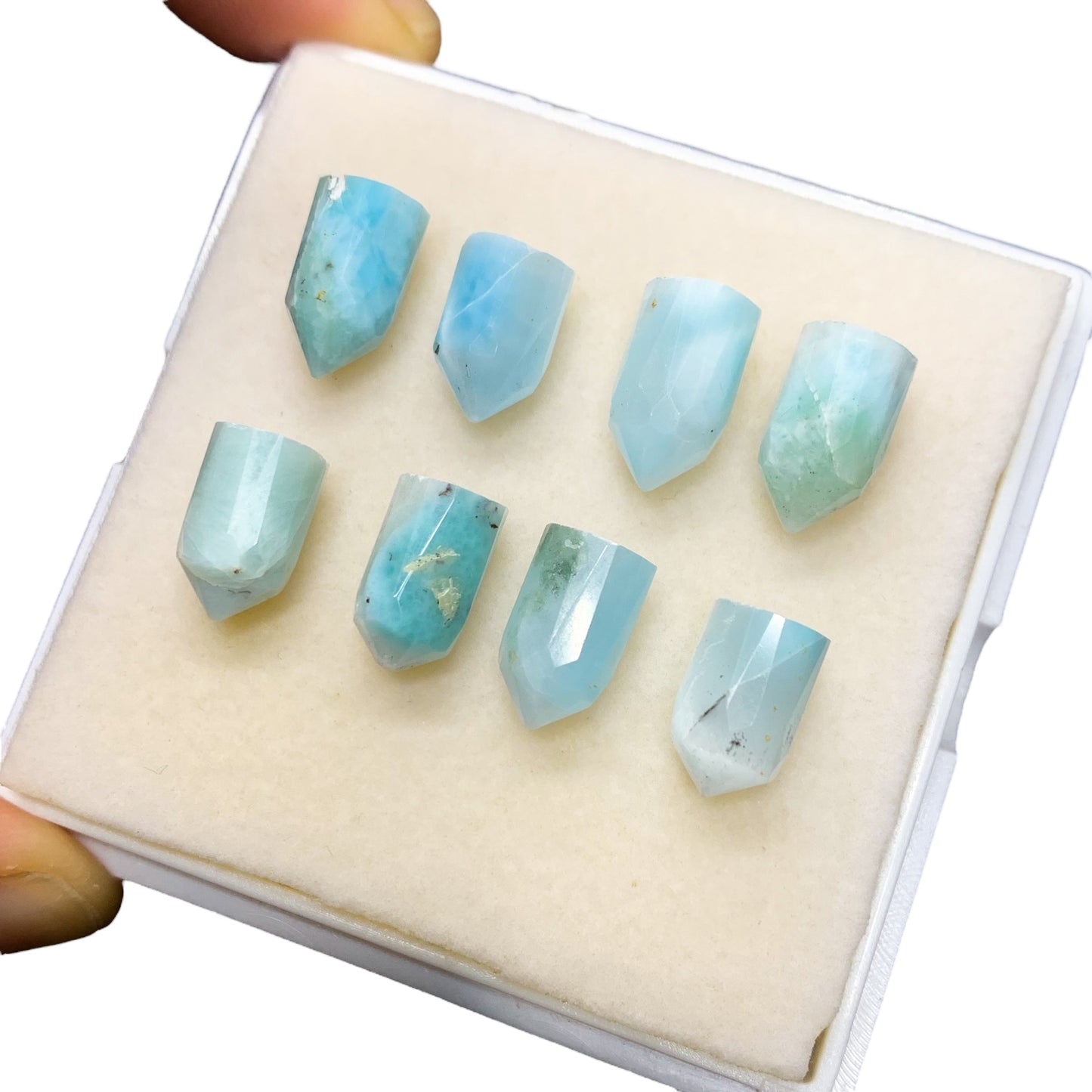 Punta Facetada Larimar Natural 10x7 mm a 12x7 mm